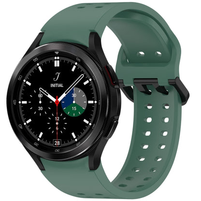 For Samsung Galaxy Watch 4 Classic 42 / 46mm Diplopore Button Quick Release Silicone Watch Band(Dark Green) by bashfashion