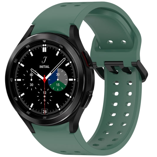 For Samsung Galaxy Watch 4 Classic 42 / 46mm Diplopore Button Quick Release Silicone Watch Band(Dark Green) by bashfashion