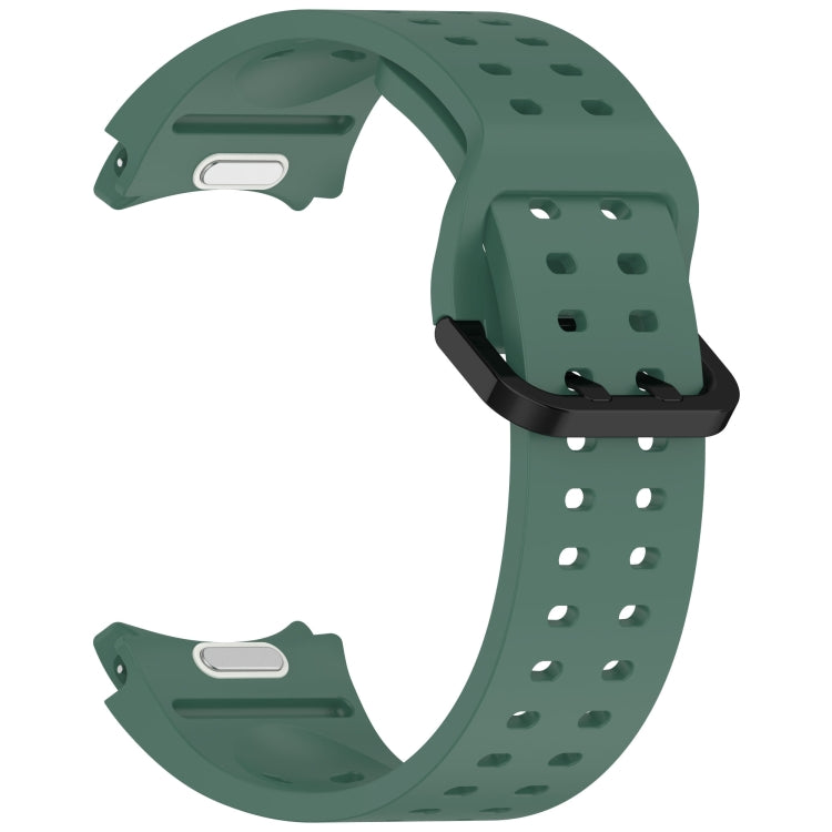 For Samsung Galaxy Watch 4 Classic 42 / 46mm Diplopore Button Quick Release Silicone Watch Band(Dark Green) by bashfashion