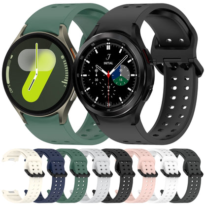 For Samsung Galaxy Watch 5 Pro Diplopore Button Quick Release Silicone Watch Band(Dark Green) by bashfashion