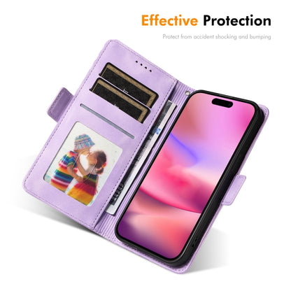 For iPhone 16 Plus ENKAY Embossed Rhombus Starry Leather Phone Case with Screen Film(Purple) by ENKAY