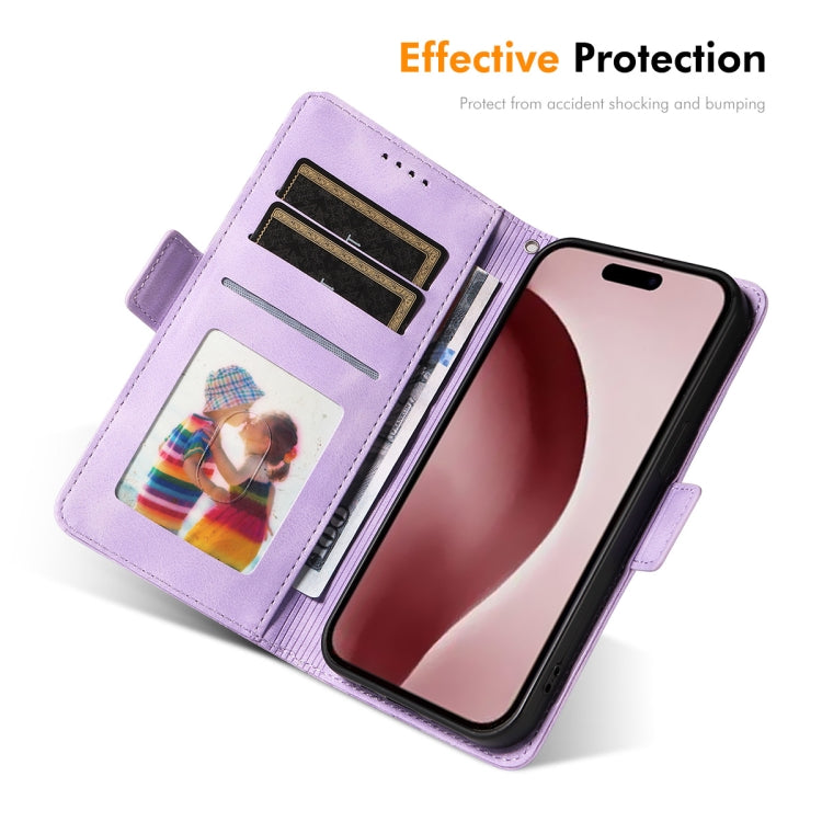 For iPhone 16 Pro Max ENKAY Embossed Rhombus Starry Leather Phone Case with Screen Film(Blue) by ENKAY