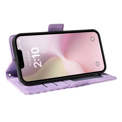 For iPhone 16e ENKAY Embossed Rhombus Starry Leather Phone Case with Screen Film(Black) by ENKAY