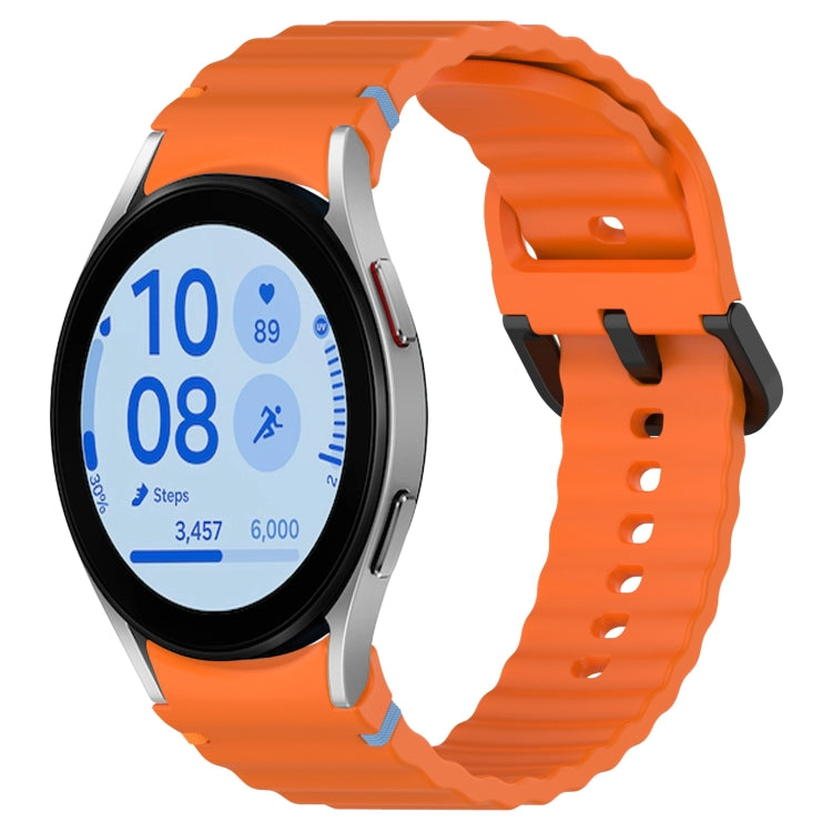 For Samsung Galaxy Watch FE 40mm Wavy Grain Stitched Black Buckle Silicone Watch Band(Orange) by bashfashion