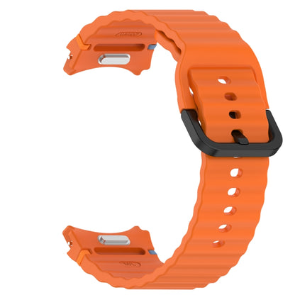 For Samsung Galaxy Watch FE 40mm Wavy Grain Stitched Black Buckle Silicone Watch Band(Orange) by bashfashion