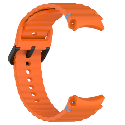 For Samsung Galaxy Watch FE 40mm Wavy Grain Stitched Black Buckle Silicone Watch Band(Orange) by bashfashion