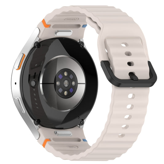 For Samsung Galaxy Watch 6 40 / 44mm Wavy Grain Stitched Black Buckle Silicone Watch Band(Starlight) by bashfashion