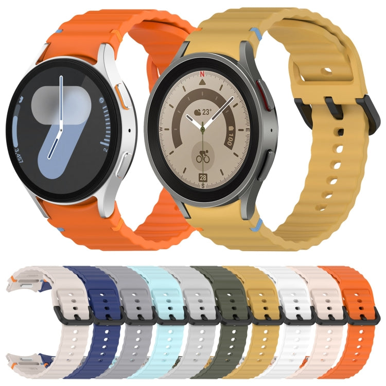 For Samsung Galaxy Watch FE 40mm Wavy Grain Stitched Black Buckle Silicone Watch Band(Orange) by bashfashion