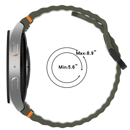 For Samsung Galaxy Watch FE 40mm Wavy Grain Stitched Black Buckle Silicone Watch Band(Orange) by bashfashion