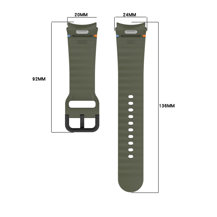 For Samsung Galaxy Watch FE 40mm Wavy Grain Stitched Black Buckle Silicone Watch Band(Orange) by bashfashion