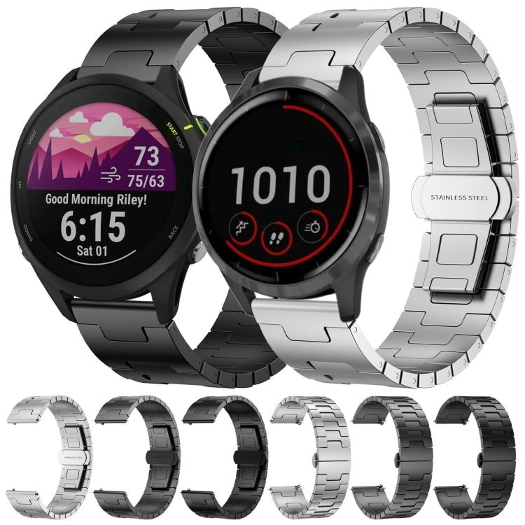 For Garmin Forerunner 255 Music Titanium Alloy 22mm Metal Watch Band(Black) by bashfashion