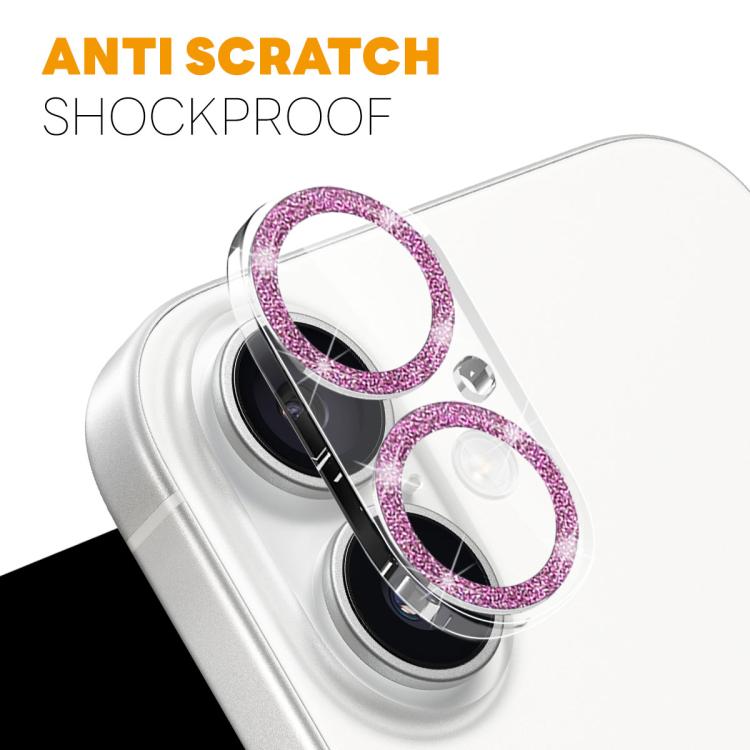 For iPhone 17 NORTHJO Camera Lens Protector Glitter Ring 3D Tempered Glass Film(Pink) by NORTHJO