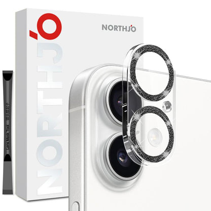 For iPhone 17 NORTHJO Camera Lens Protector Glitter Ring 3D Tempered Glass Film(Black) by NORTHJO