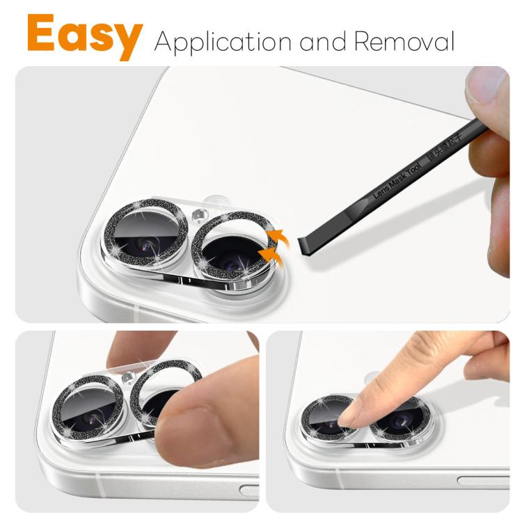 For iPhone 17 NORTHJO Camera Lens Protector Glitter Ring 3D Tempered Glass Film(Black) by NORTHJO