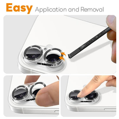 For iPhone 17 NORTHJO Camera Lens Protector Glitter Ring 3D Tempered Glass Film(Black) by NORTHJO