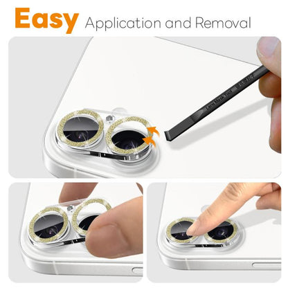 For iPhone 17 NORTHJO Camera Lens Protector Glitter Ring 3D Tempered Glass Film(Gold) by NORTHJO