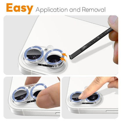 For iPhone 17 NORTHJO Camera Lens Protector Glitter Ring 3D Tempered Glass Film(Blue) by NORTHJO