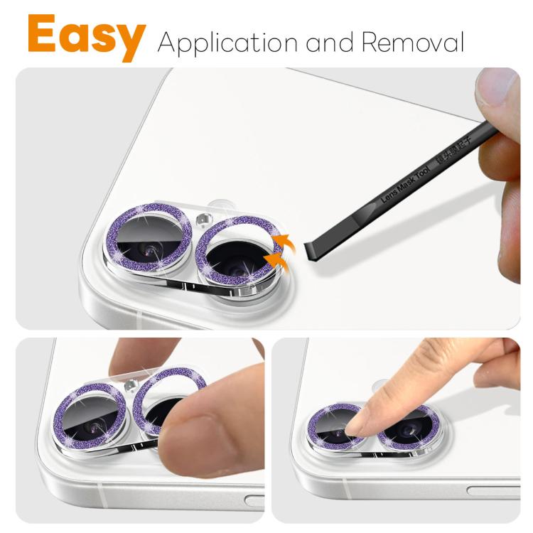 For iPhone 17 NORTHJO Camera Lens Protector Glitter Ring 3D Tempered Glass Film(Purple) by NORTHJO