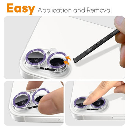 For iPhone 17 NORTHJO Camera Lens Protector Glitter Ring 3D Tempered Glass Film(Purple) by NORTHJO