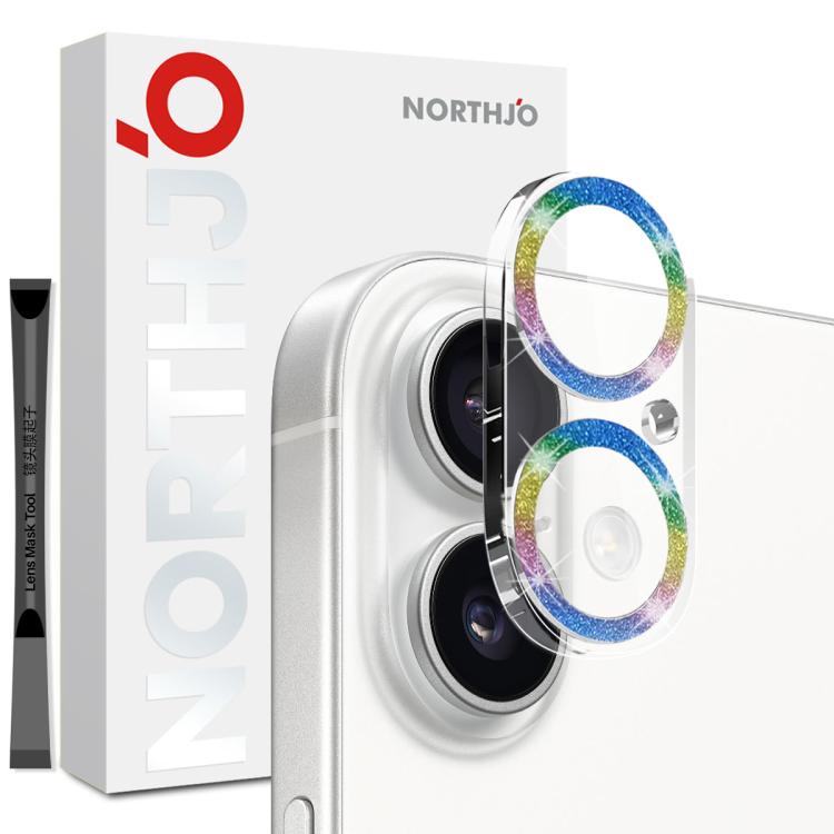 For iPhone 17 NORTHJO Camera Lens Protector Glitter Ring 3D Tempered Glass Film(Colorful) by NORTHJO