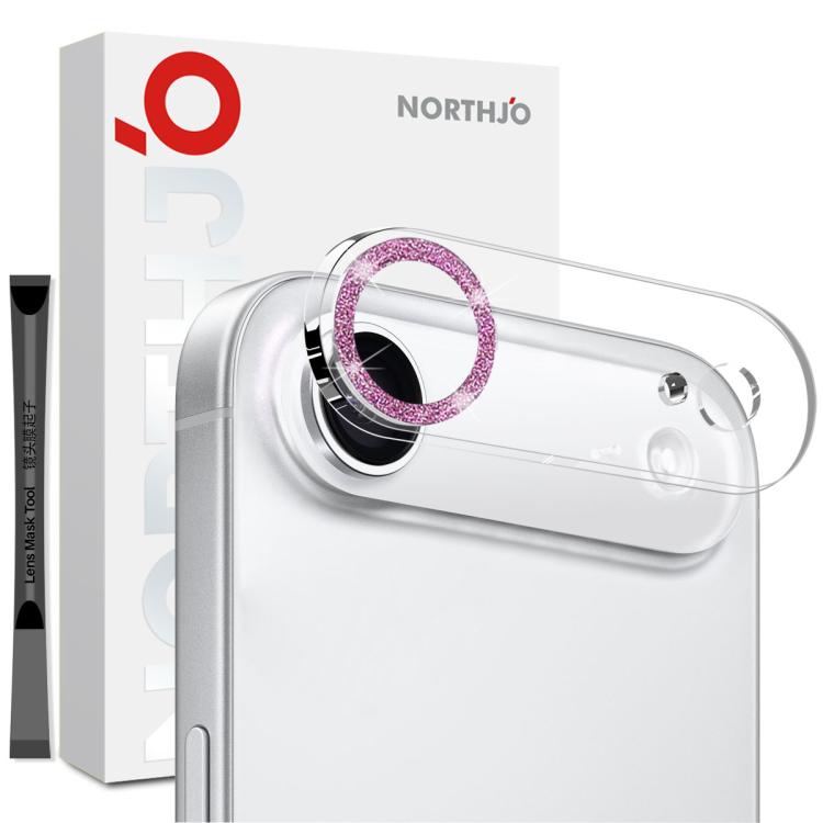 For iPhone Air NORTHJO Camera Lens Protector Glitter Ring 3D Tempered Glass Film(Pink) by NORTHJO