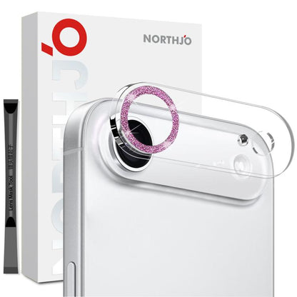 For iPhone Air NORTHJO Camera Lens Protector Glitter Ring 3D Tempered Glass Film(Pink) by NORTHJO