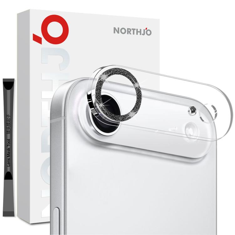 For iPhone Air NORTHJO Camera Lens Protector Glitter Ring 3D Tempered Glass Film(Black) by NORTHJO