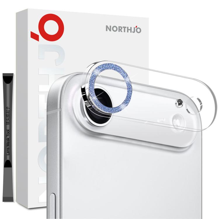 For iPhone Air NORTHJO Camera Lens Protector Glitter Ring 3D Tempered Glass Film(Blue) by NORTHJO