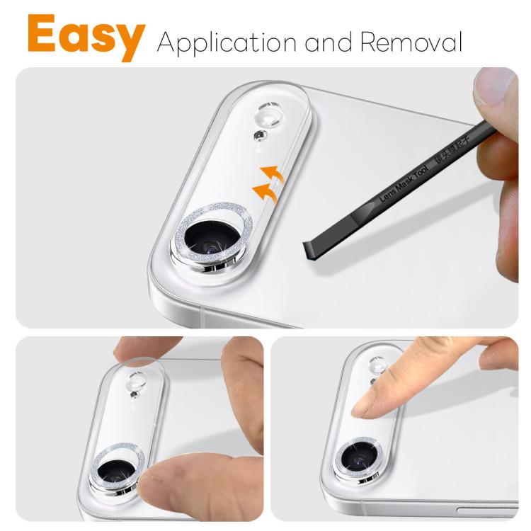 For iPhone Air NORTHJO Camera Lens Protector Glitter Ring 3D Tempered Glass Film(Silver) by NORTHJO