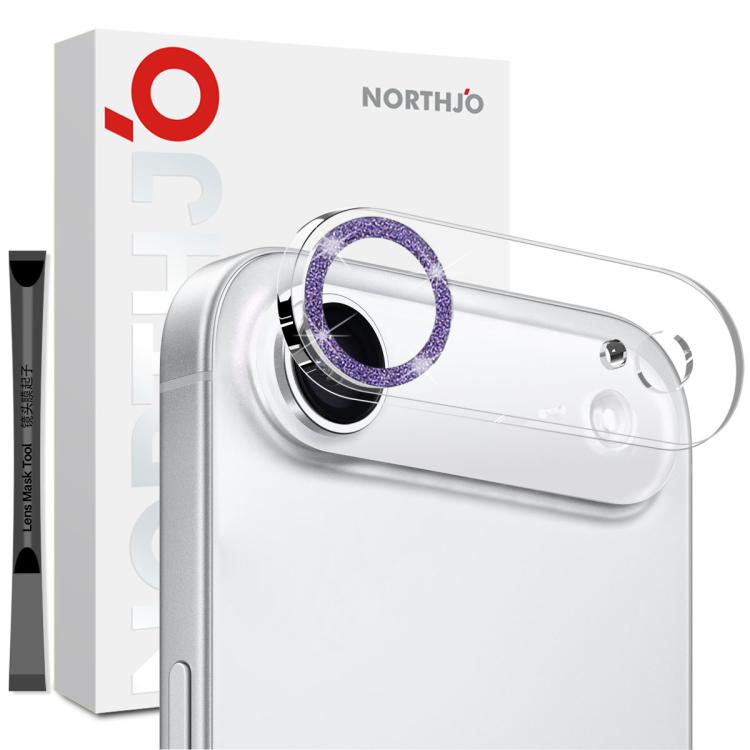 For iPhone Air NORTHJO Camera Lens Protector Glitter Ring 3D Tempered Glass Film(Purple) by NORTHJO