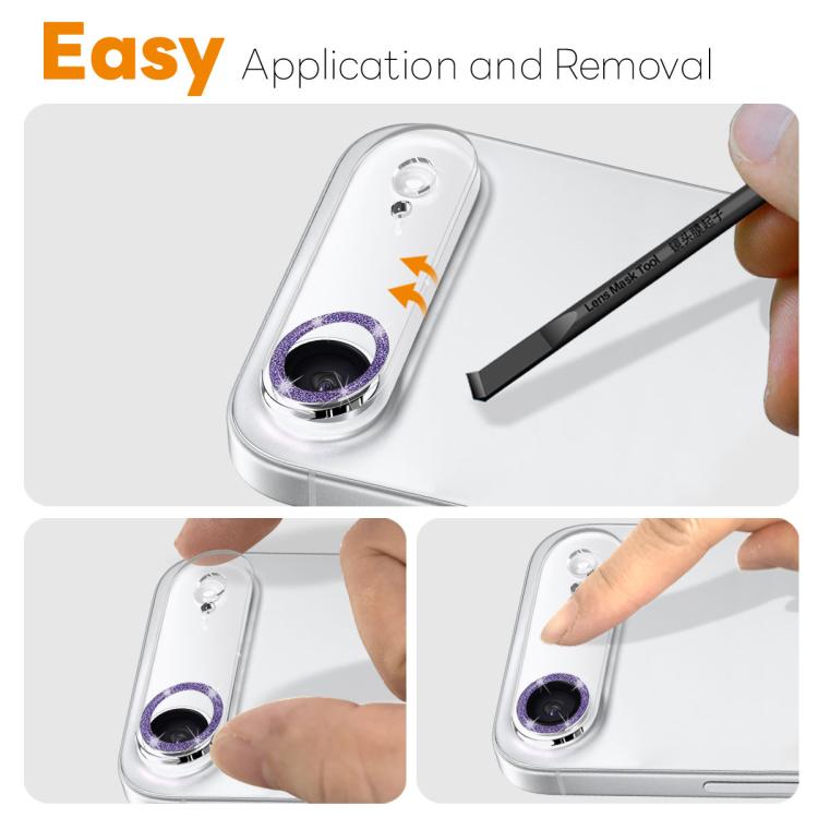 For iPhone Air NORTHJO Camera Lens Protector Glitter Ring 3D Tempered Glass Film(Purple) by NORTHJO