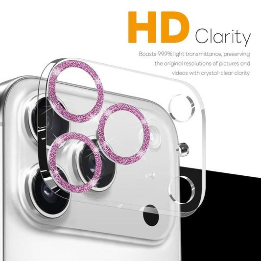 For iPhone 17 Pro NORTHJO Camera Lens Protector Glitter Ring 3D Tempered Glass Film(Pink) by NORTHJO