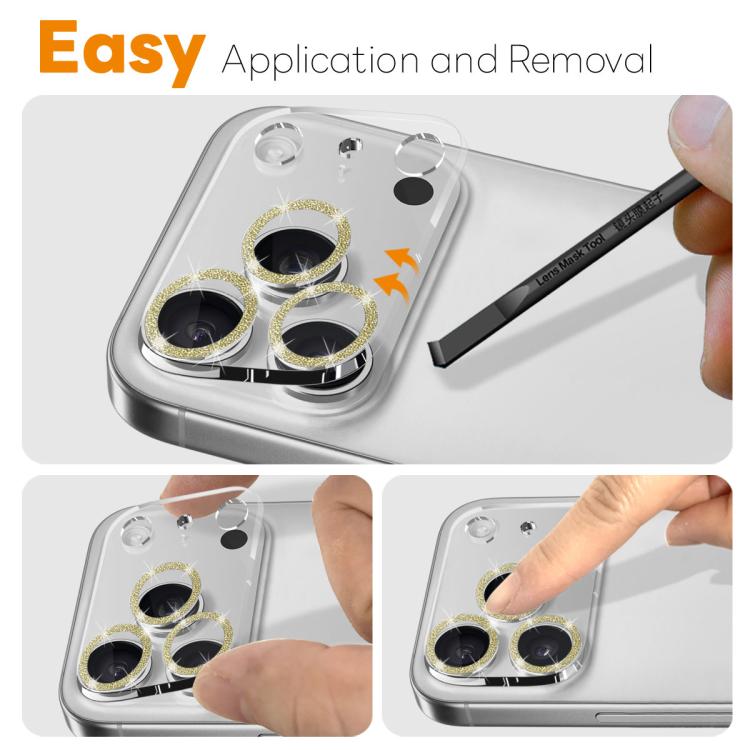 For iPhone 17 Pro NORTHJO Camera Lens Protector Glitter Ring 3D Tempered Glass Film(Gold) by NORTHJO