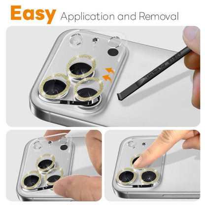 For iPhone 17 Pro NORTHJO Camera Lens Protector Glitter Ring 3D Tempered Glass Film(Gold) by NORTHJO
