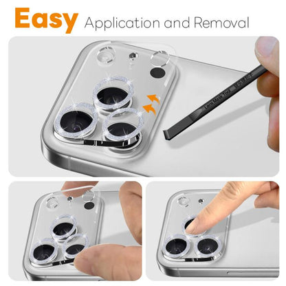 For iPhone 17 Pro NORTHJO Camera Lens Protector Glitter Ring 3D Tempered Glass Film(Silver) by NORTHJO