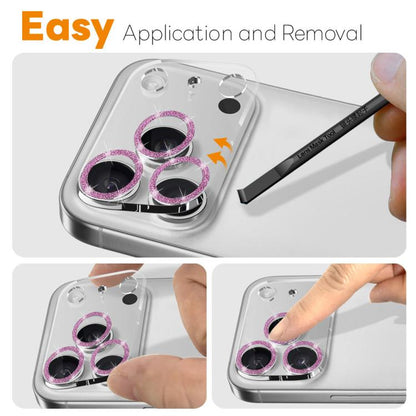 For iPhone 17 Pro Max NORTHJO Camera Lens Protector Glitter Ring 3D Tempered Glass Film(Pink) by NORTHJO