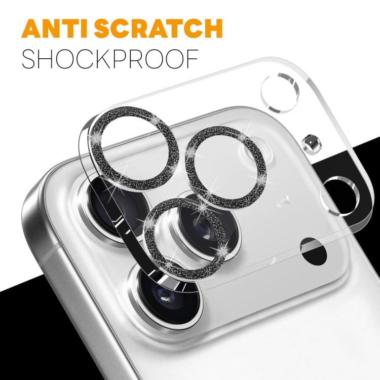 For iPhone 17 Pro Max NORTHJO Camera Lens Protector Glitter Ring 3D Tempered Glass Film(Black) by NORTHJO