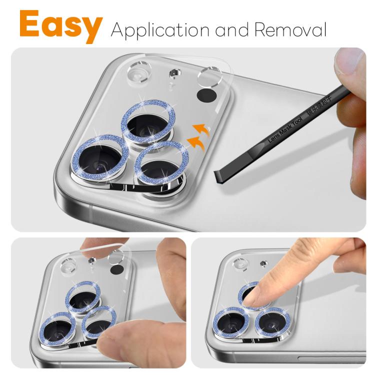 For iPhone 17 Pro Max NORTHJO Camera Lens Protector Glitter Ring 3D Tempered Glass Film(Blue) by NORTHJO