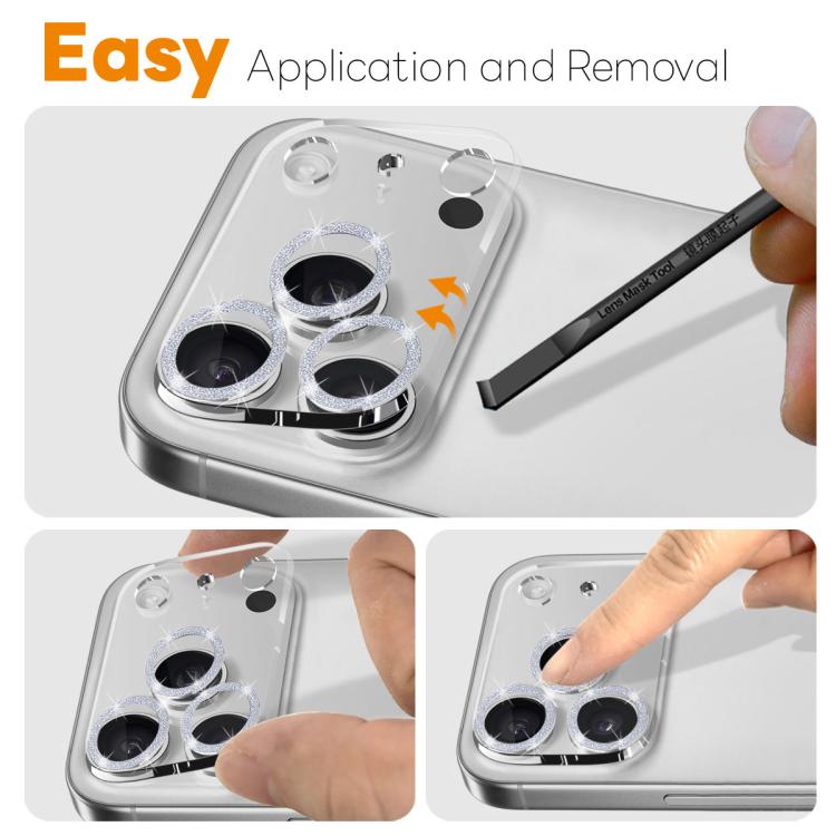 For iPhone 17 Pro Max NORTHJO Camera Lens Protector Glitter Ring 3D Tempered Glass Film(Silver) by NORTHJO