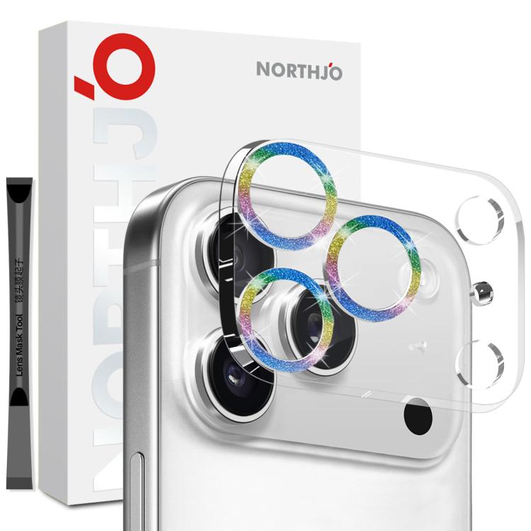 For iPhone 17 Pro Max NORTHJO Camera Lens Protector Glitter Ring 3D Tempered Glass Film(Colorful) by NORTHJO