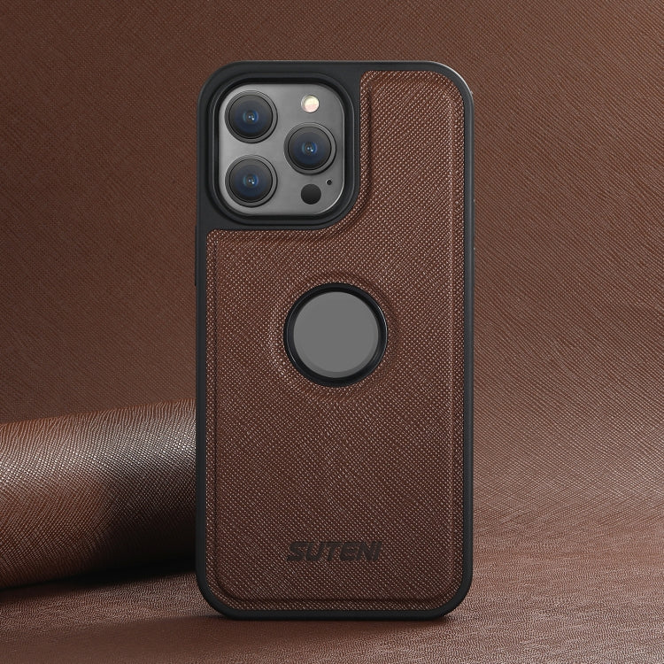 For iPhone 16 Pro Max Suteni G1 Cross Texture MagSafe Phone Case(Brown) by Suteni
