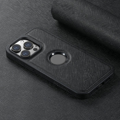 For iPhone 16 Pro Suteni G1 Cross Texture MagSafe Phone Case(Black) by Suteni