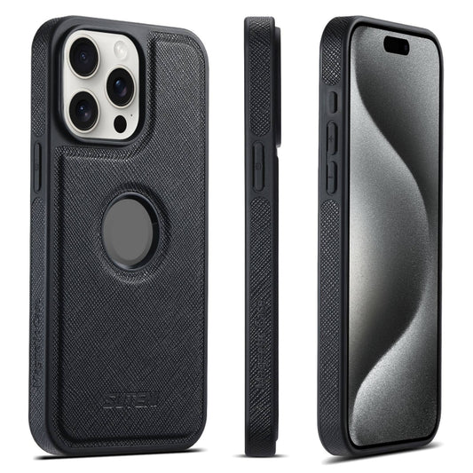 For iPhone 15 Pro Max Suteni G1 Cross Texture MagSafe Phone Case(Black) by Suteni