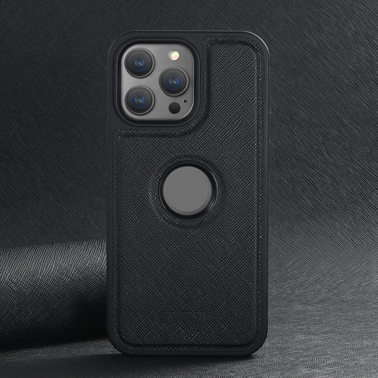 For iPhone 15 Pro Max Suteni G1 Cross Texture MagSafe Phone Case(Black) by Suteni