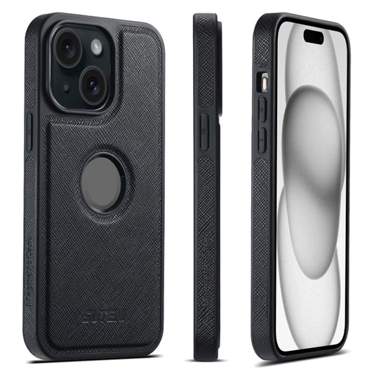 For iPhone 15 Plus Suteni G1 Cross Texture MagSafe Phone Case(Black) by Suteni
