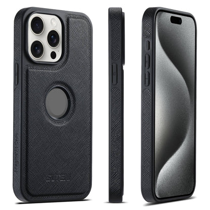 For iPhone 15 Pro Suteni G1 Cross Texture MagSafe Phone Case(Black) by Suteni