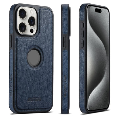 For iPhone 15 Pro Suteni G1 Cross Texture MagSafe Phone Case(Blue) by Suteni