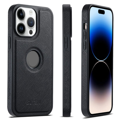 For iPhone 14 Pro Max Suteni G1 Cross Texture MagSafe Phone Case(Black) by Suteni