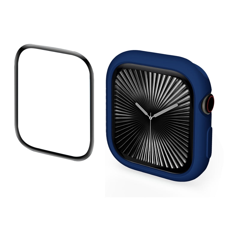 For Apple Watch Series 11 / 10 42mm ENKAY Hat-Prince 2 in 1 Candy Color TPU Watch Case with Full Coverage PMMA Soft Film(Dark Blue) by ENKAY