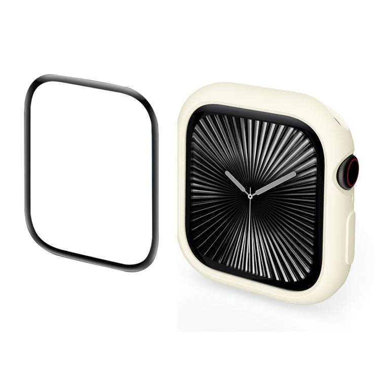 For Apple Watch Series 11 / 10 42mm ENKAY Hat-Prince 2 in 1 Candy Color TPU Watch Case with Full Coverage PMMA Soft Film(Beige) by ENKAY